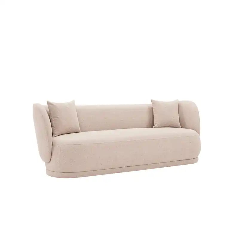 Contemporary Linen Weave 92.52 Sofa with Pillows - Wheat