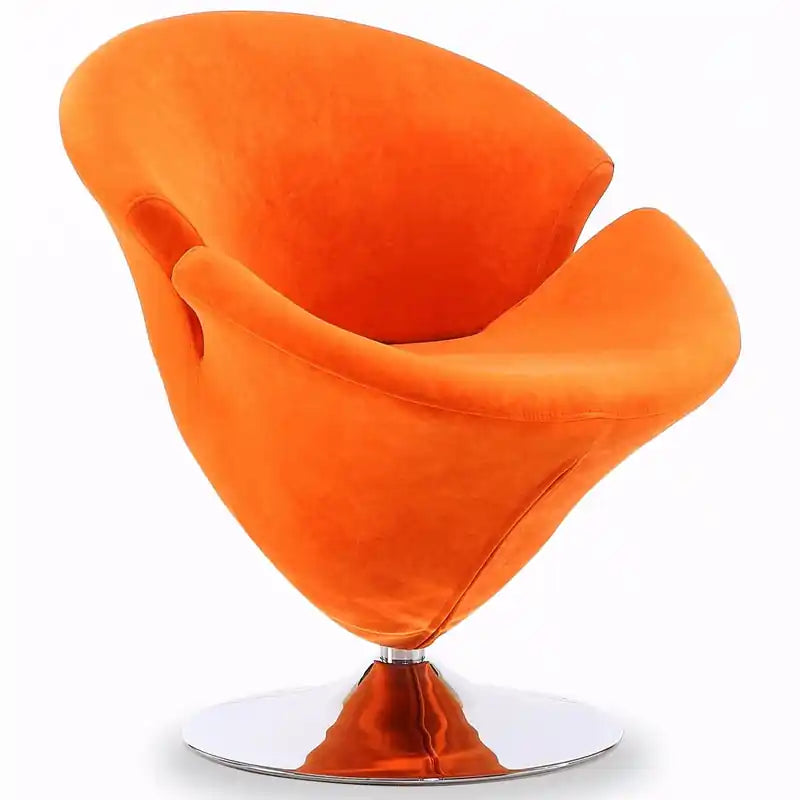 Manhattan Comfort Tulip Polished Chrome Velvet Swivel Accent Chair