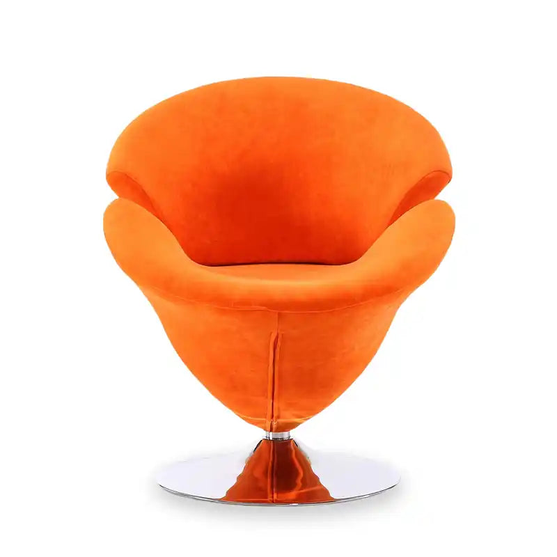 Polished Chrome Velvet Swivel Accent Chair