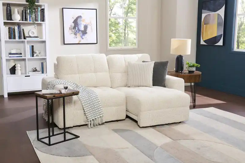 Modular 82 Chenille Fabric Loveseat with Power Sliding