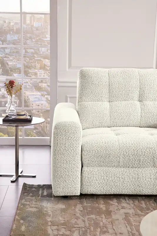 Modular 82 Chenille Fabric Loveseat with Power Sliding