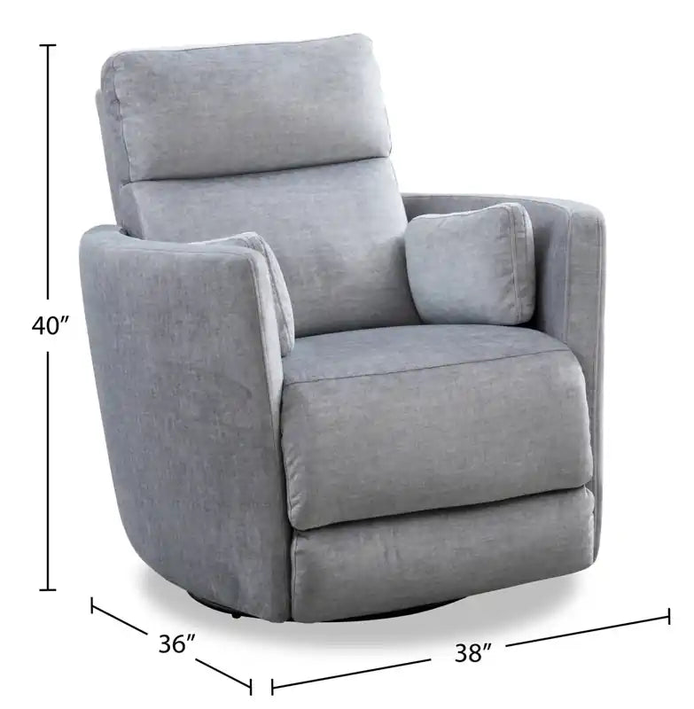 36 Fabric Swivel Glider Reclining Chair - Silver Cotton