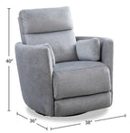Fauteuil inclinable pivotant et coulissant en tissu de 36 po – Coton argenté