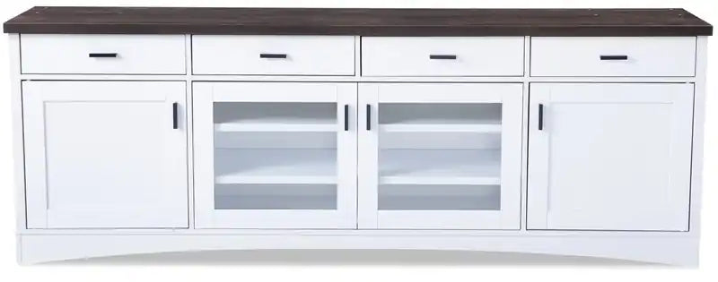 Emry 84 TV Stand with Storage and Cable Management for TVs up to 90- White