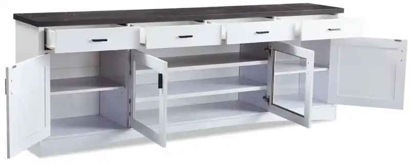 84 TV Stand with Storage and Cable Management for TVs up to 90- White