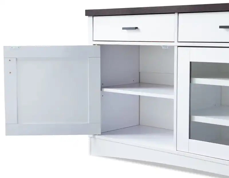 84 TV Stand with Storage and Cable Management for TVs up to 90- White