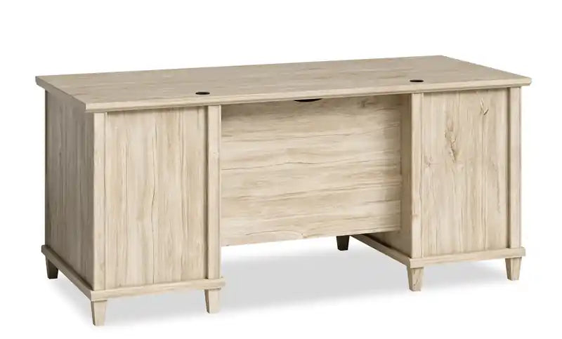 67.56 Commercial Grade Executive Office Desk with 7-Drawers - Chalk Oak