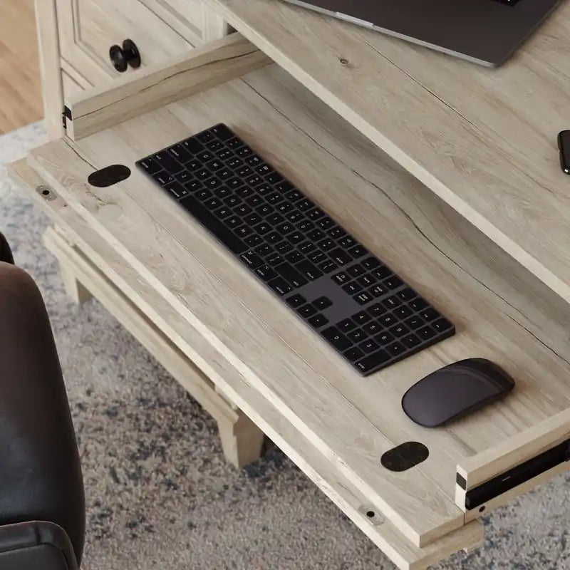 67.56 Commercial Grade Executive Office Desk with 7-Drawers - Chalk Oak