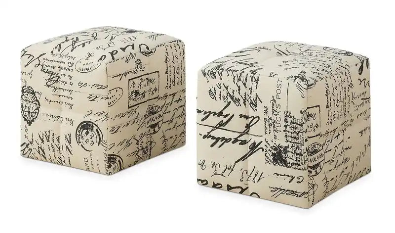 Monarch 2pc Ottoman Set with Vintage Script Design for Kids