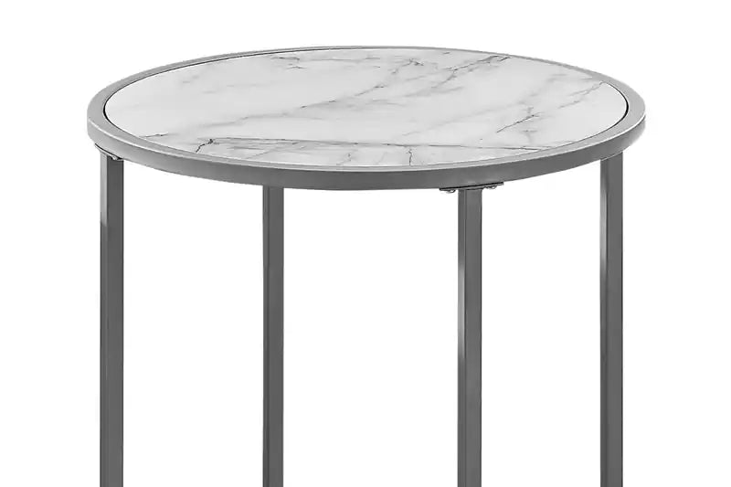 18.25 Chairside Table - White Marble-Look