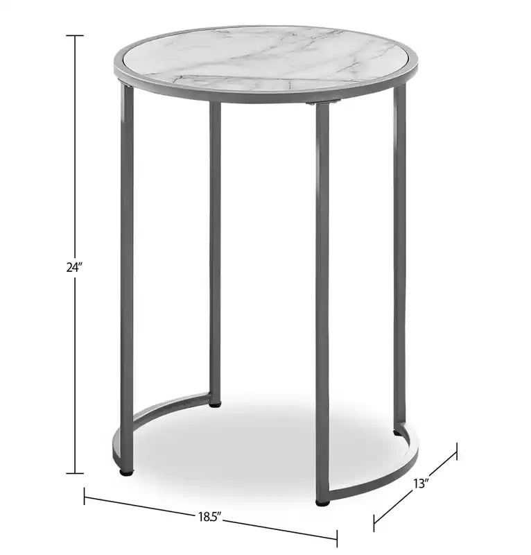 18.25 Chairside Table - White Marble-Look