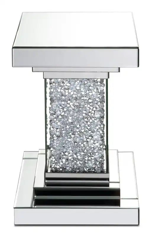 12 Mirrored Accent Table with Crystals