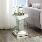 Table d'appoint miroir 12" avec cristaux