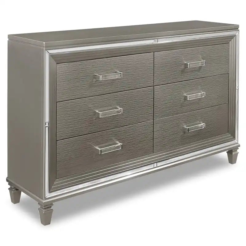 Bedroom 6-Drawer Dresser, 66W x 41H, Glam