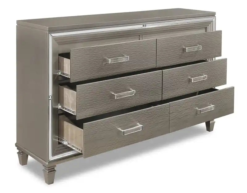 Bedroom 6-Drawer Dresser, 66W x 41H, Glam