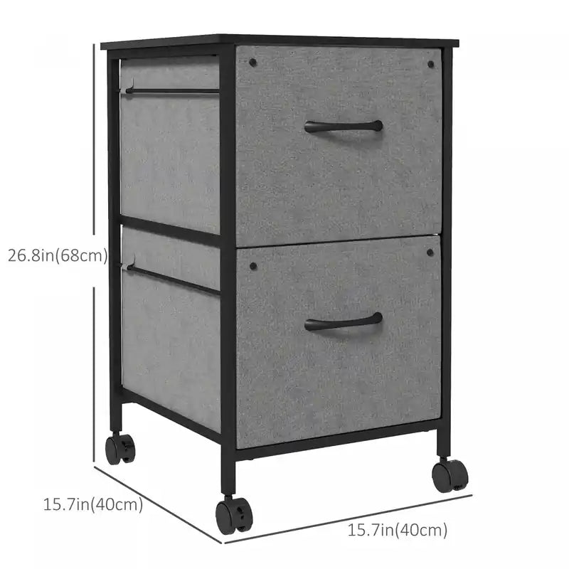 Mobile File Cabinet With Drawers, Hanging Bars For Letter