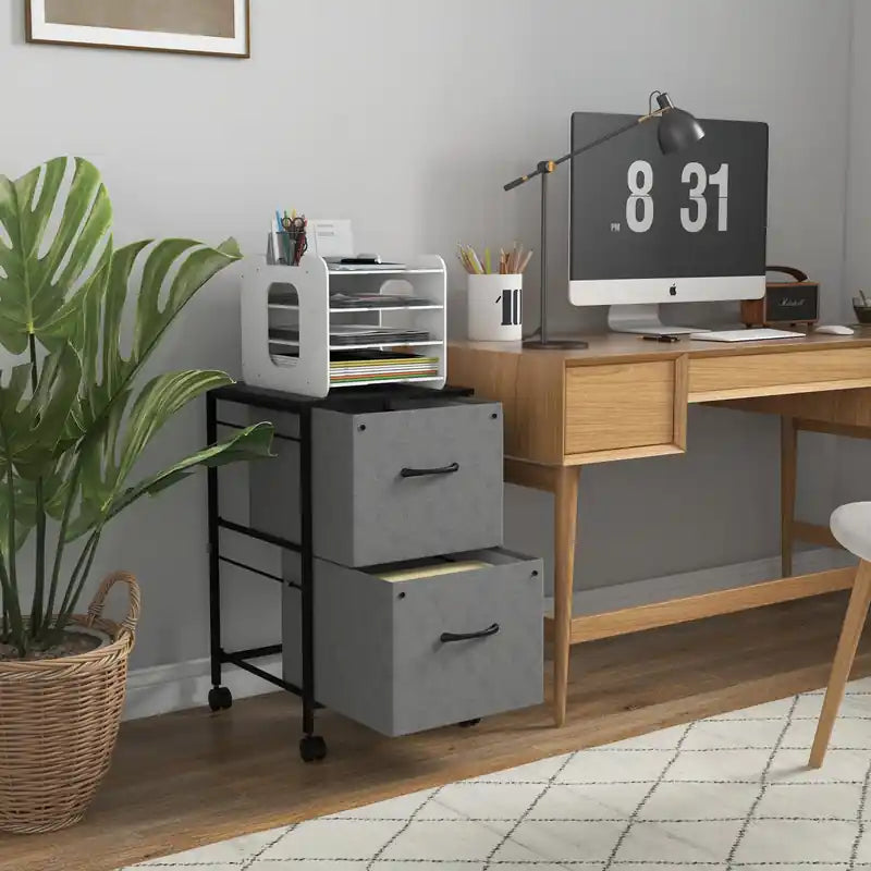 Mobile File Cabinet With Drawers, Hanging Bars For Letter