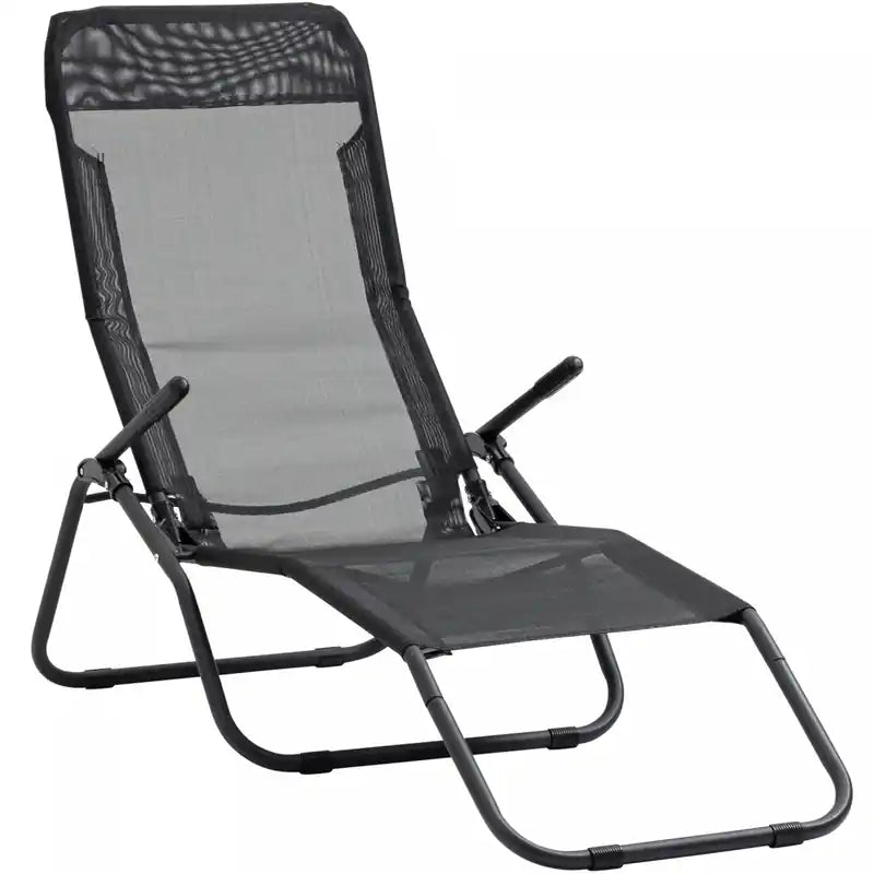 Outsunny Foldable Patio Lounge Chair Black