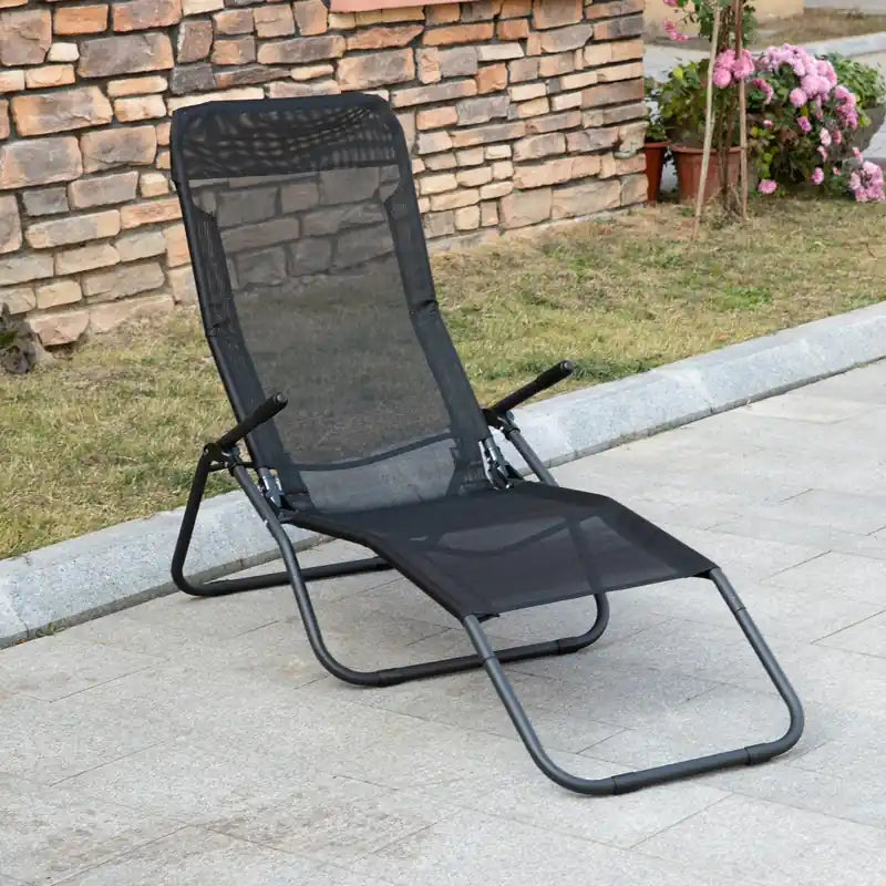 Foldable Patio Lounge Chair Black