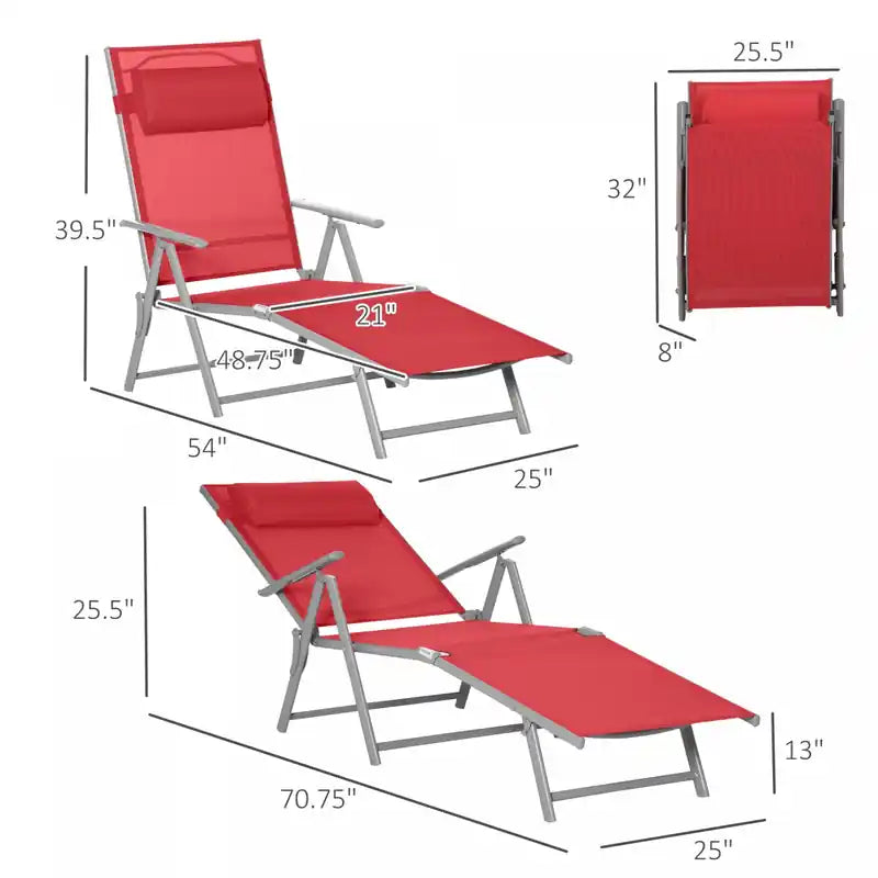 Steel Outdoor Folding Portable Chaise Lounge Chair Recliner