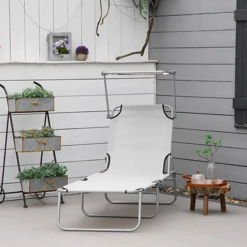 Outdoor Lounge Chair, Adjustable Folding Chaise Lounge