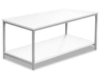 Myra 40 Modern Coffee Table with Shelf - White with Grey Metal Legs