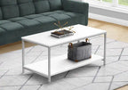 Table basse moderne avec étagère - blanche avec pieds en métal gris