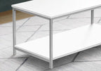 Table basse moderne avec étagère - blanche avec pieds en métal gris