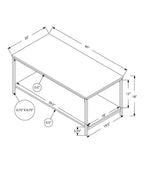 Table basse moderne avec étagère - blanche avec pieds en métal gris