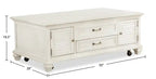 50 Table basse relevable traditionnelle avec rangement et roulettes - Pin blanc albâtre