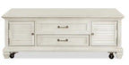 50 Table basse relevable traditionnelle avec rangement et roulettes - Pin blanc albâtre
