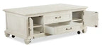 50 Table basse relevable traditionnelle avec rangement et roulettes - Pin blanc albâtre
