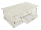 50 Table basse relevable traditionnelle avec rangement et roulettes - Pin blanc albâtre