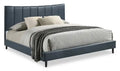 Paseo Platform Bed in Navy Vegan-Leather Fabric