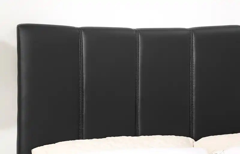 Platform Bed in Navy Vegan-Leather Fabric