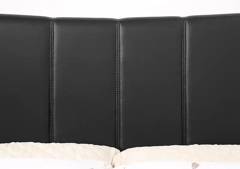 Platform Bed in Navy Vegan-Leather Fabric