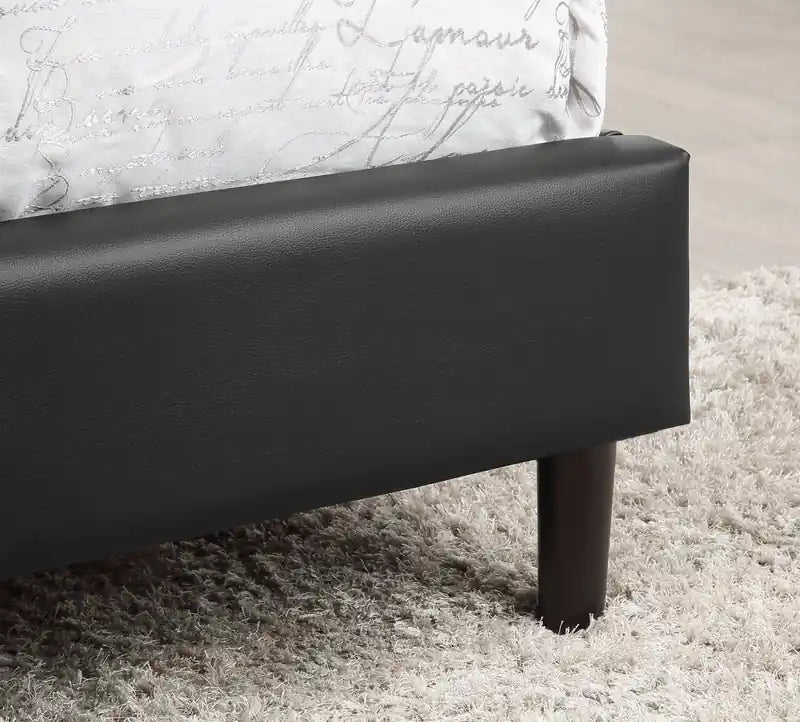 Platform Bed in Navy Vegan-Leather Fabric