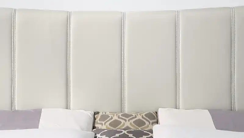 Platform Bed in Navy Vegan-Leather Fabric