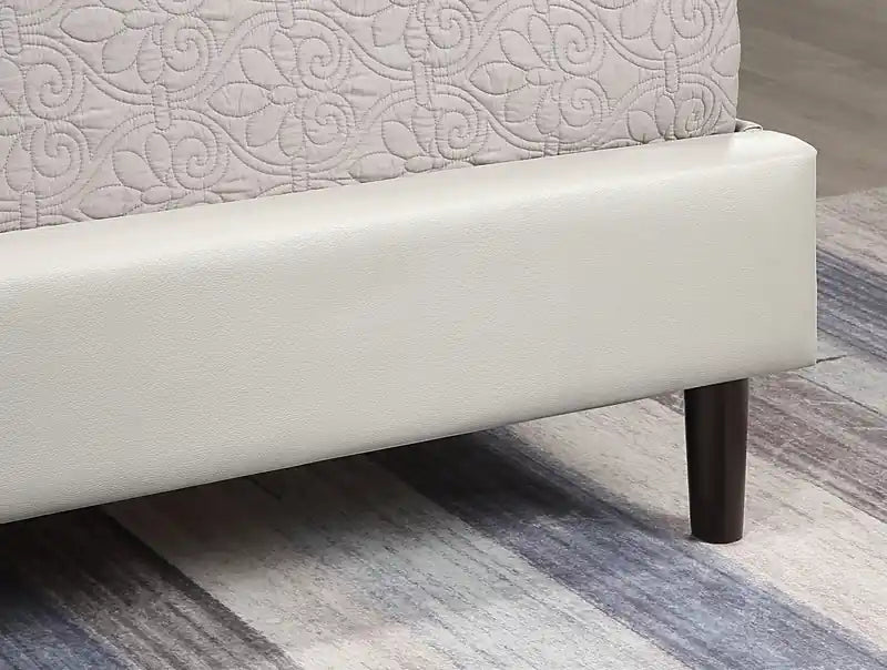 Platform Bed in Navy Vegan-Leather Fabric