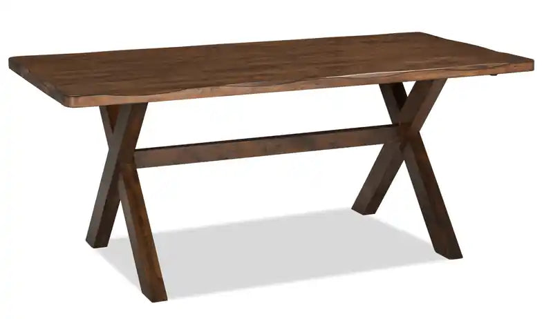 Plum Dining Table, Wood, Live-Edge Look, 70.75W- Nutmeg Brown
