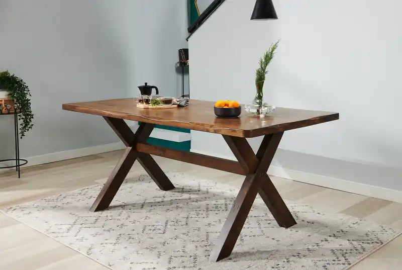 Dining Table, Wood, Live-Edge Look, 70.75W- Nutmeg Brown