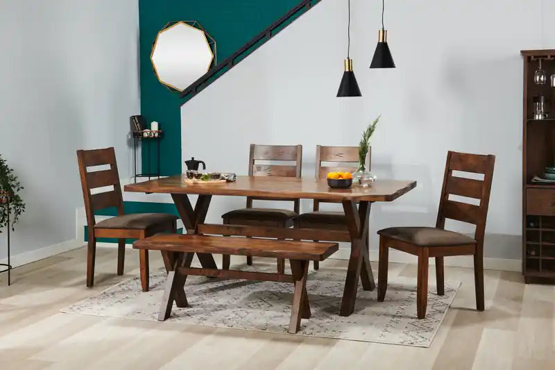 Dining Table, Wood, Live-Edge Look, 70.75W- Nutmeg Brown