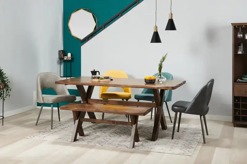 Dining Table, Wood, Live-Edge Look, 70.75W- Nutmeg Brown
