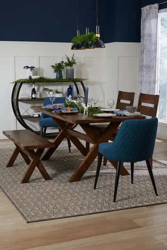 Dining Table, Wood, Live-Edge Look, 70.75W- Nutmeg Brown