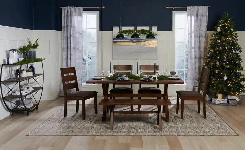 Dining Table, Wood, Live-Edge Look, 70.75W- Nutmeg Brown