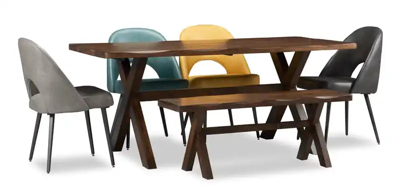 Dining Table, Wood, Live-Edge Look, 70.75W- Nutmeg Brown