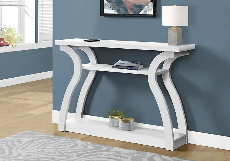 47.25 Sofa Table with Shelf - White & Gold