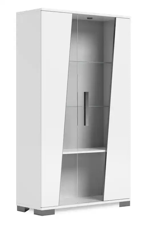 Raia Dining Curio with Storage & Glass Display Shelves - Made in Italy, Modern, 40W