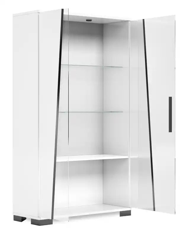 Dining Curio with Storage & Glass Display Shelves - Made in Italy, Modern, 40W