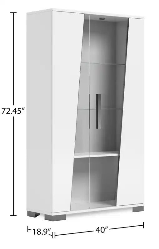 Dining Curio with Storage & Glass Display Shelves - Made in Italy, Modern, 40W
